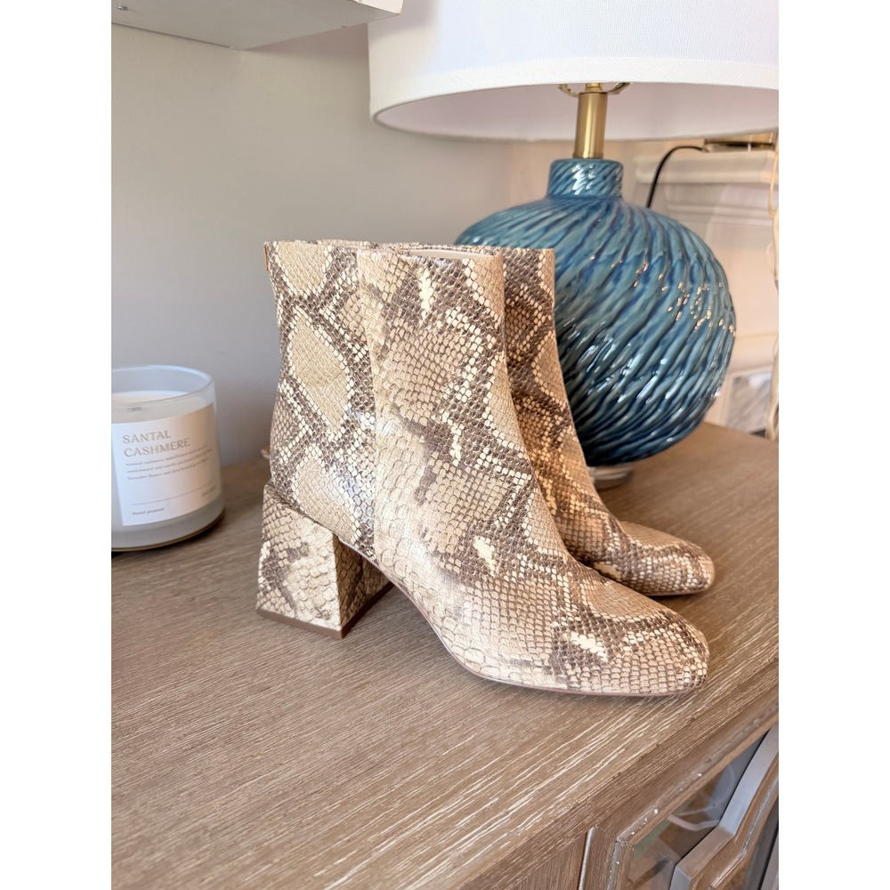 Sam Edelman Codie Snakeskin Ankle Boots‎ Women Beige 9